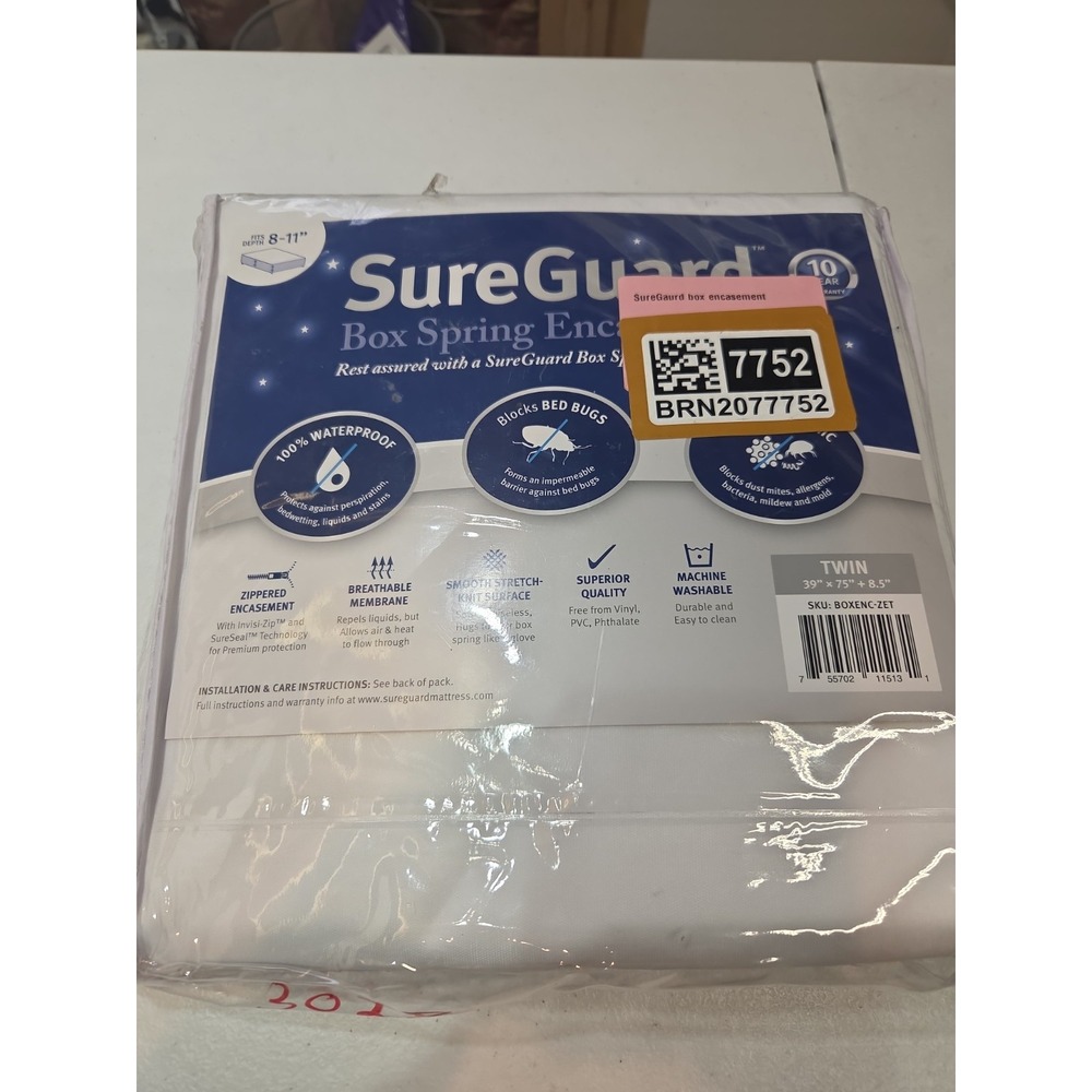 Twin SureGuard Box Spring‎ Protector Waterproof Zippered Bed Bug Allergen Proof